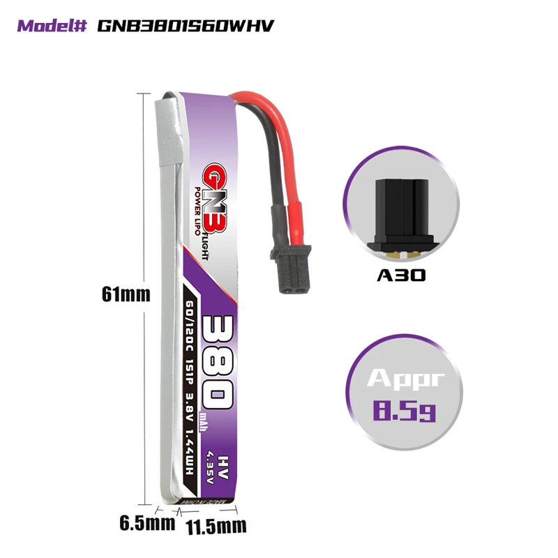 GNB 1S 3.8V 380mAh 60C Lipo Ba - Drone Battery Plate recensione e prezzo